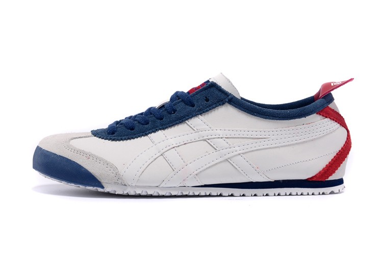 Womens Onitsuka Tiger Mexico 66 White/ DK Blue/ Red Shoes - Click Image to Close