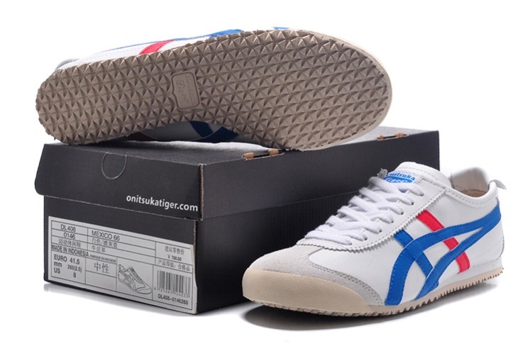 Womens Mexico 66 (White/ Blue/ Red) Shoes - Click Image to Close