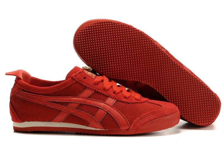Womens Onitsuka Tiger All Red Mexico 66 Shoes - Click Image to Close